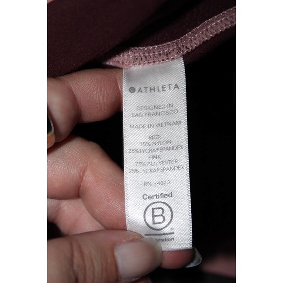 Womens Athleta Chroma 7/8 Tights Red Pink Athletic Cropped Capri Leggings Size M - Picture 5 of 7